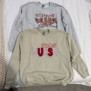 ICU Gildan Gray and Beige Graphic Sweatshirts